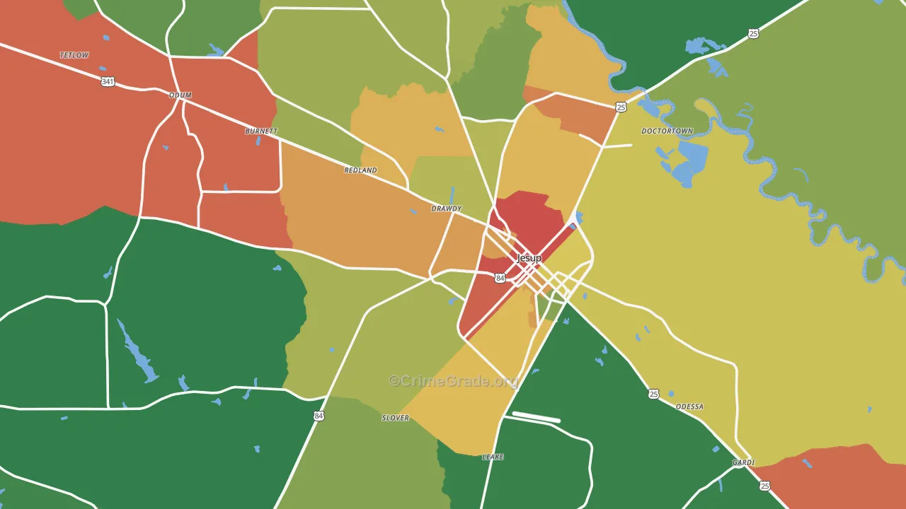 Wayne County, GA Map of Theft Rates
