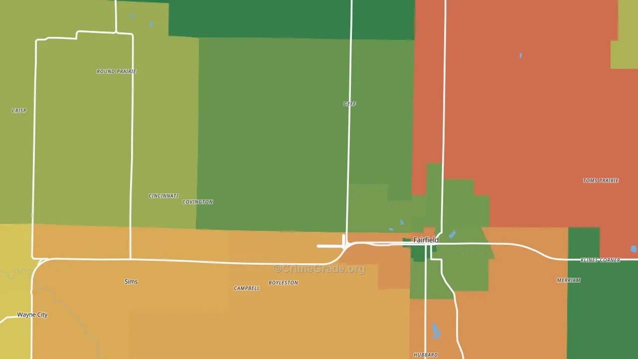 Wayne County, IL Map of Theft Rates