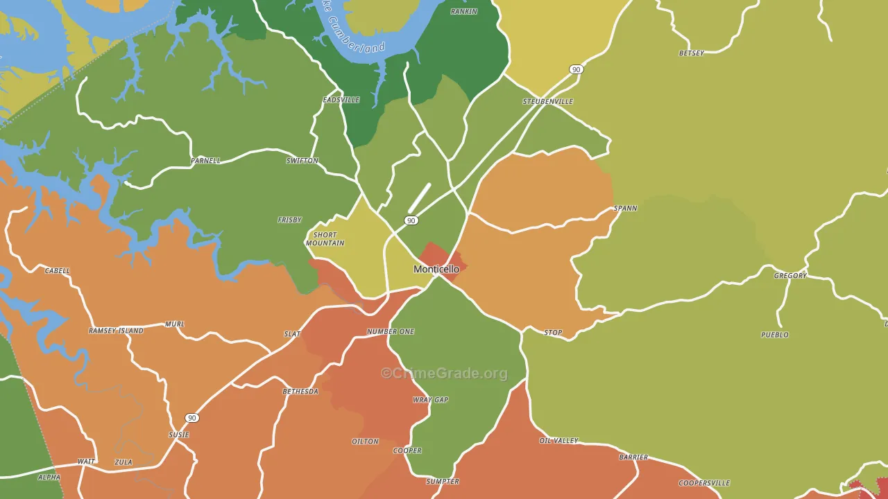 Wayne County, KY Map of Theft Rates