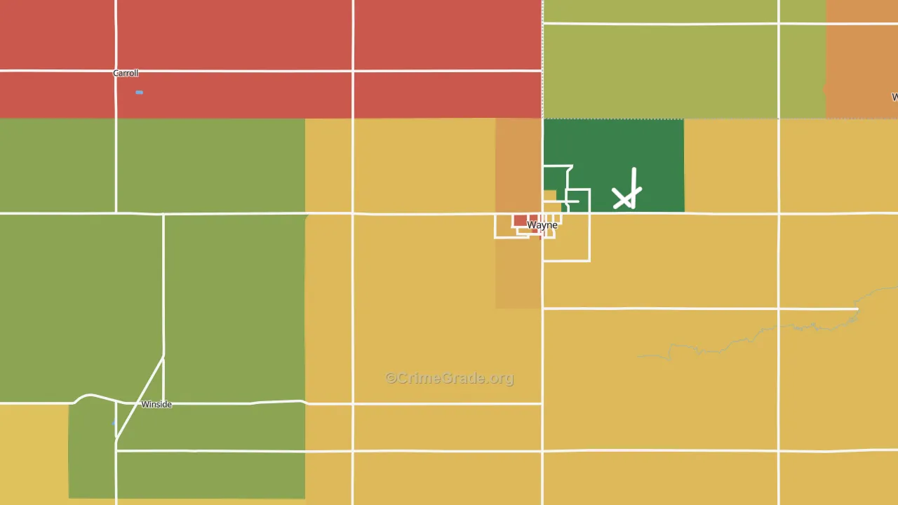 Wayne County, NE Map of Theft Rates