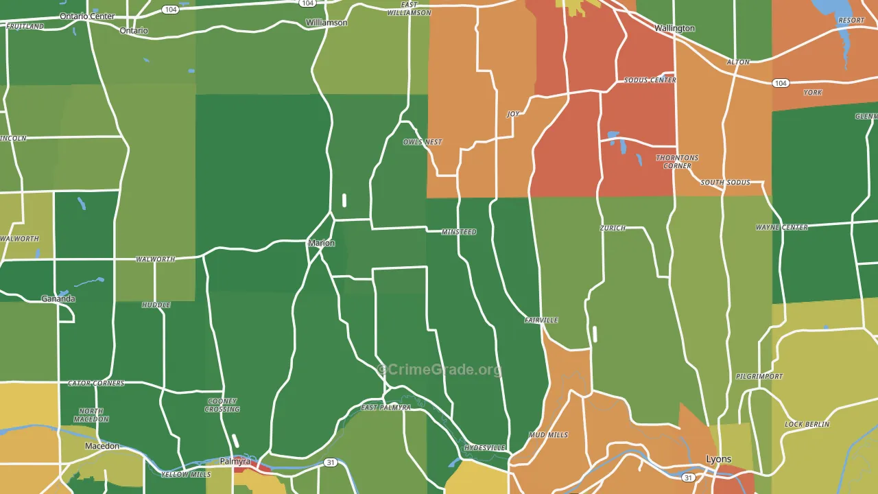 Wayne County, NY Map of Theft Rates