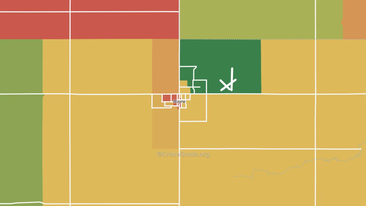 Wayne, NE Map of Theft Rates