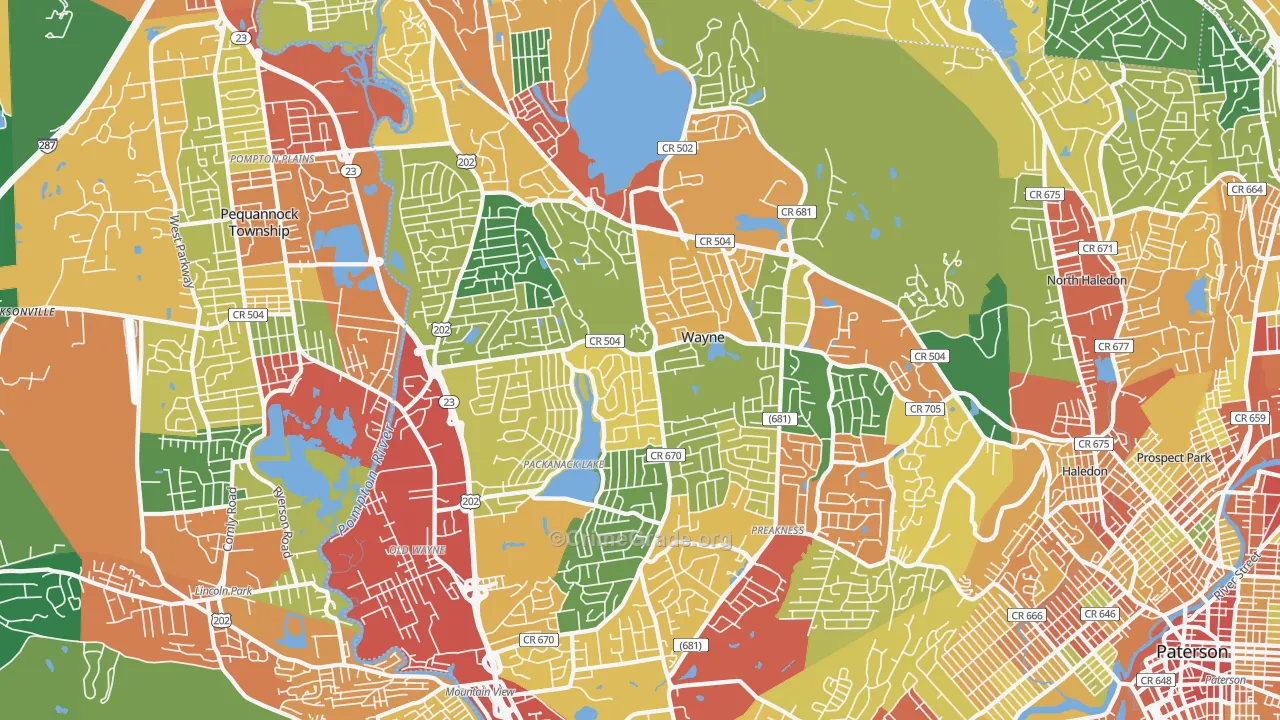 Wayne, NJ Map of Theft Rates