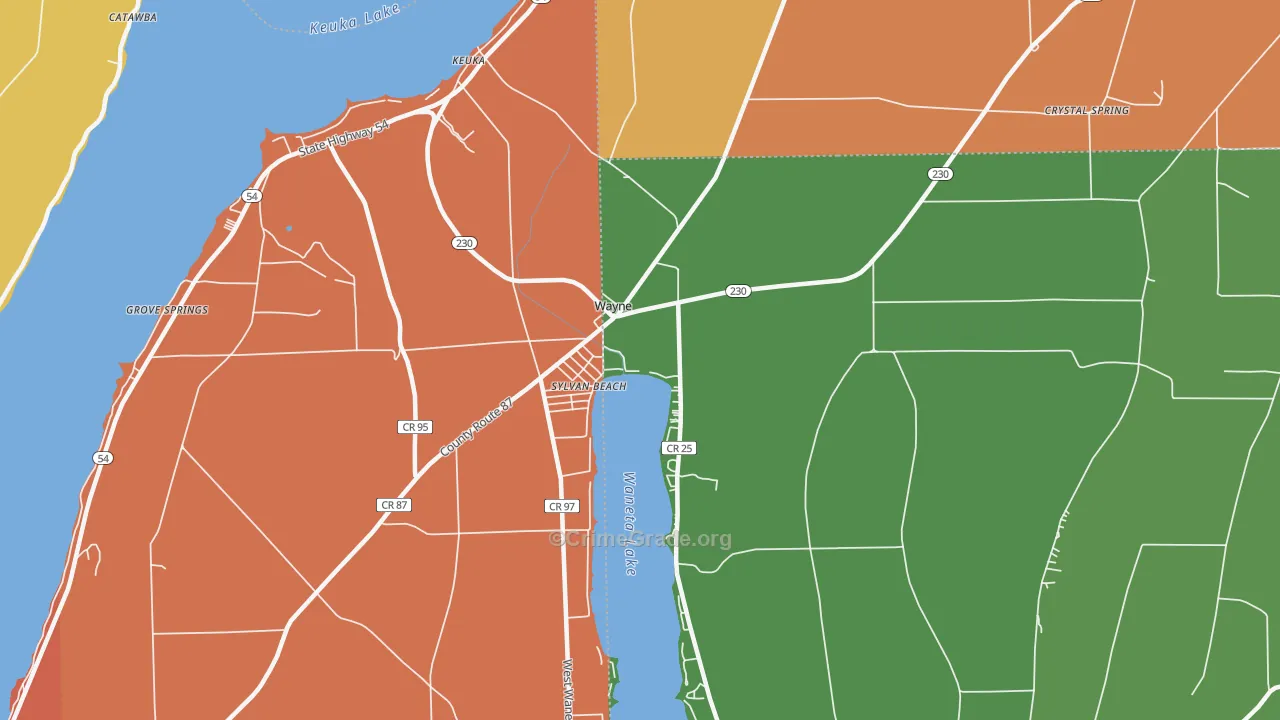 Wayne, NY Map of Theft Rates