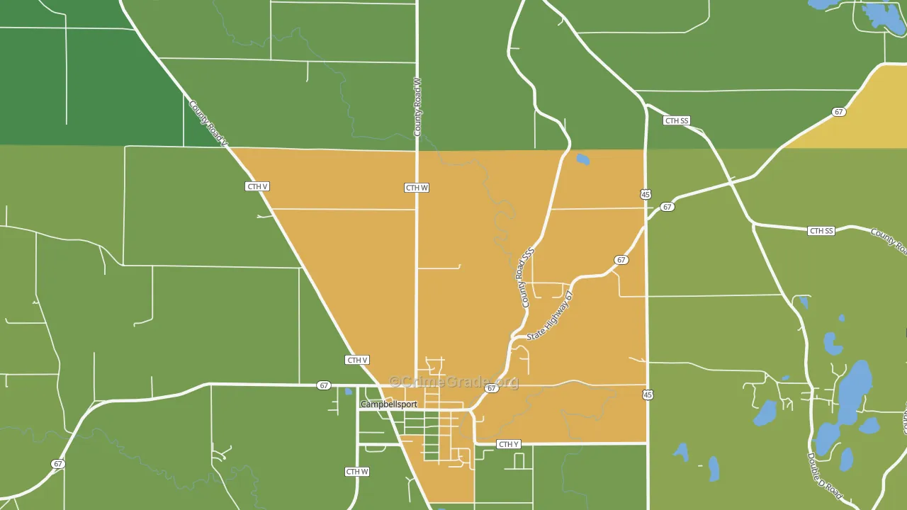 Wayne, WI Map of Theft Rates