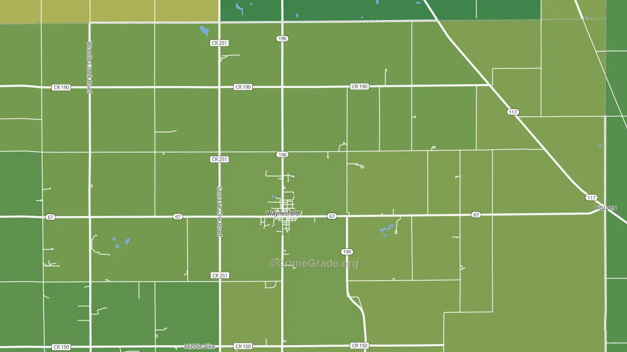 Waynesfield, OH Map of Theft Rates