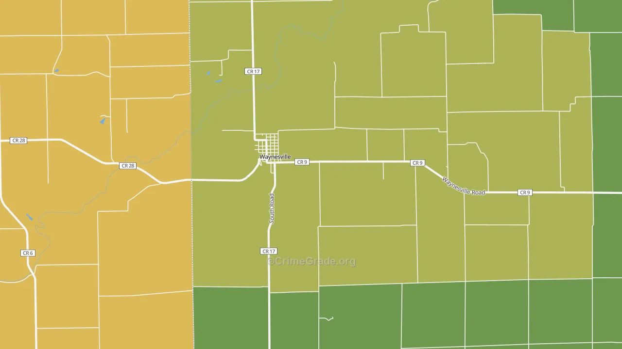 Waynesville, IL Map of Theft Rates