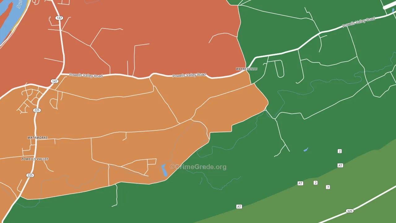 Waynesville, PA Map of Theft Rates