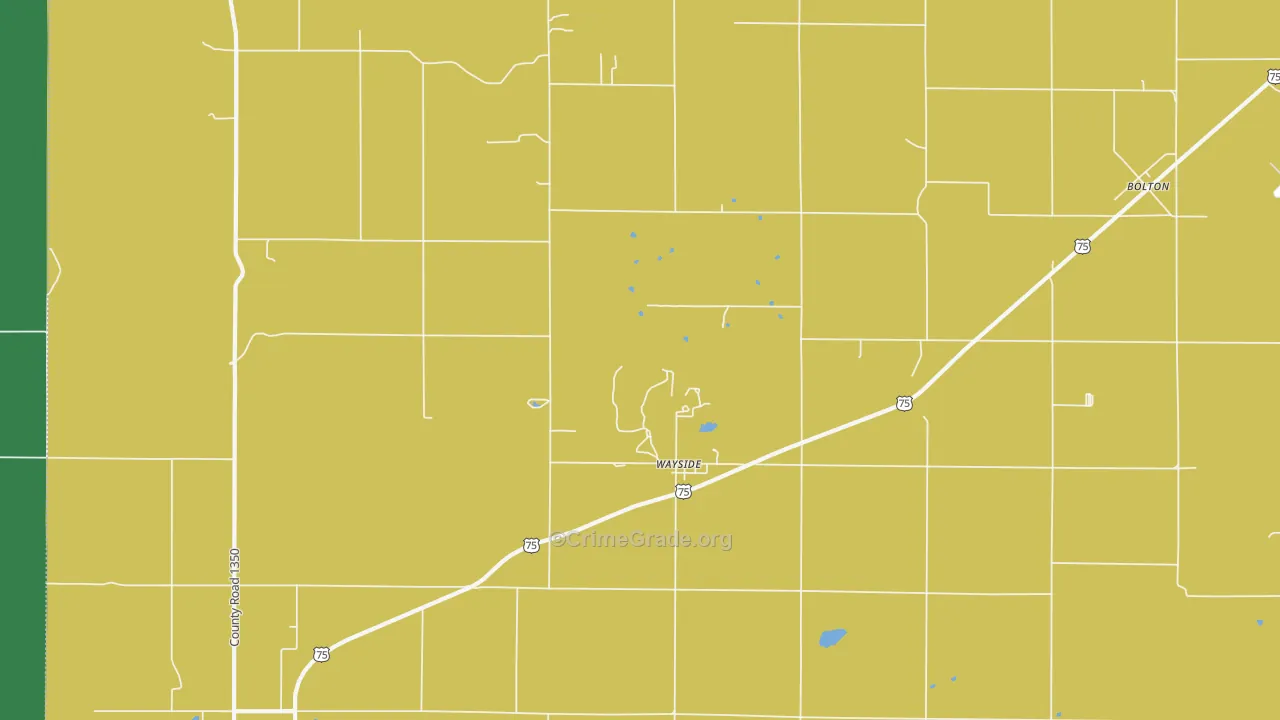 Wayside, KS Map of Theft Rates