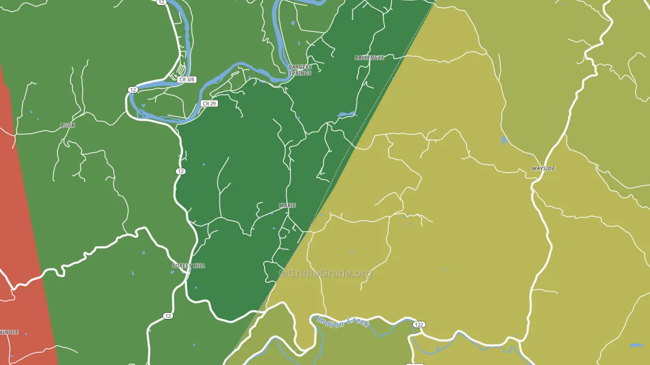 Wayside, WV Map of Theft Rates
