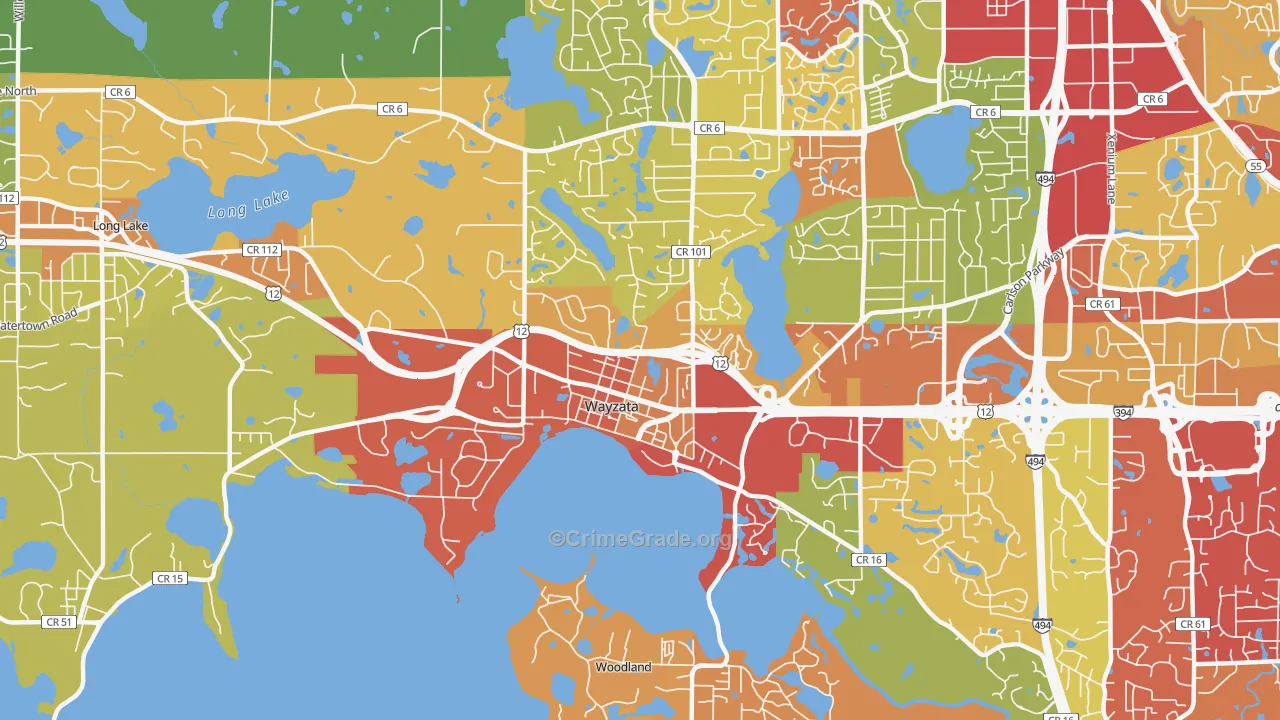 Wayzata, MN Map of Theft Rates