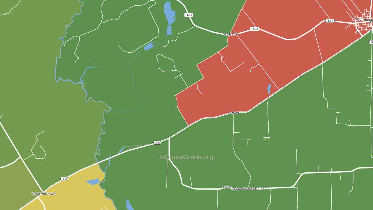 Wealthy, TX Map of Theft Rates