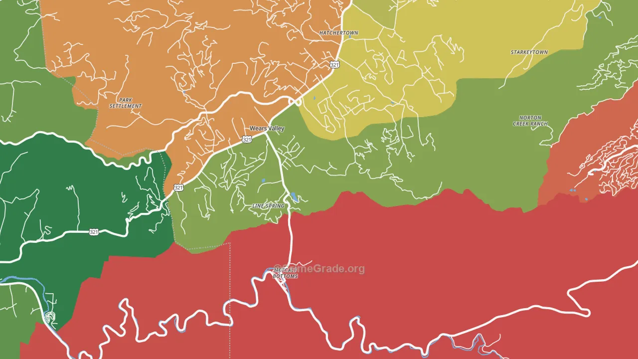 Wear Valley, TN Map of Theft Rates