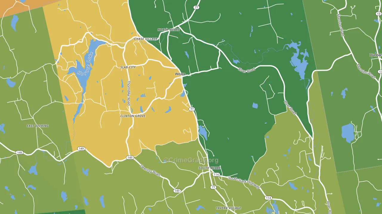 Weare, NH Map of Theft Rates