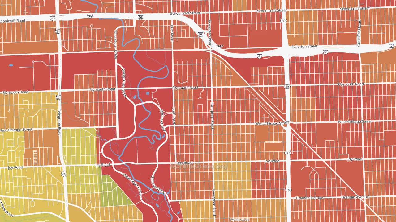 Weatherby, Detroit, MI Map of Theft Rates