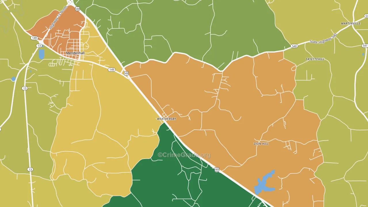 Weathersby, MS Map of Theft Rates