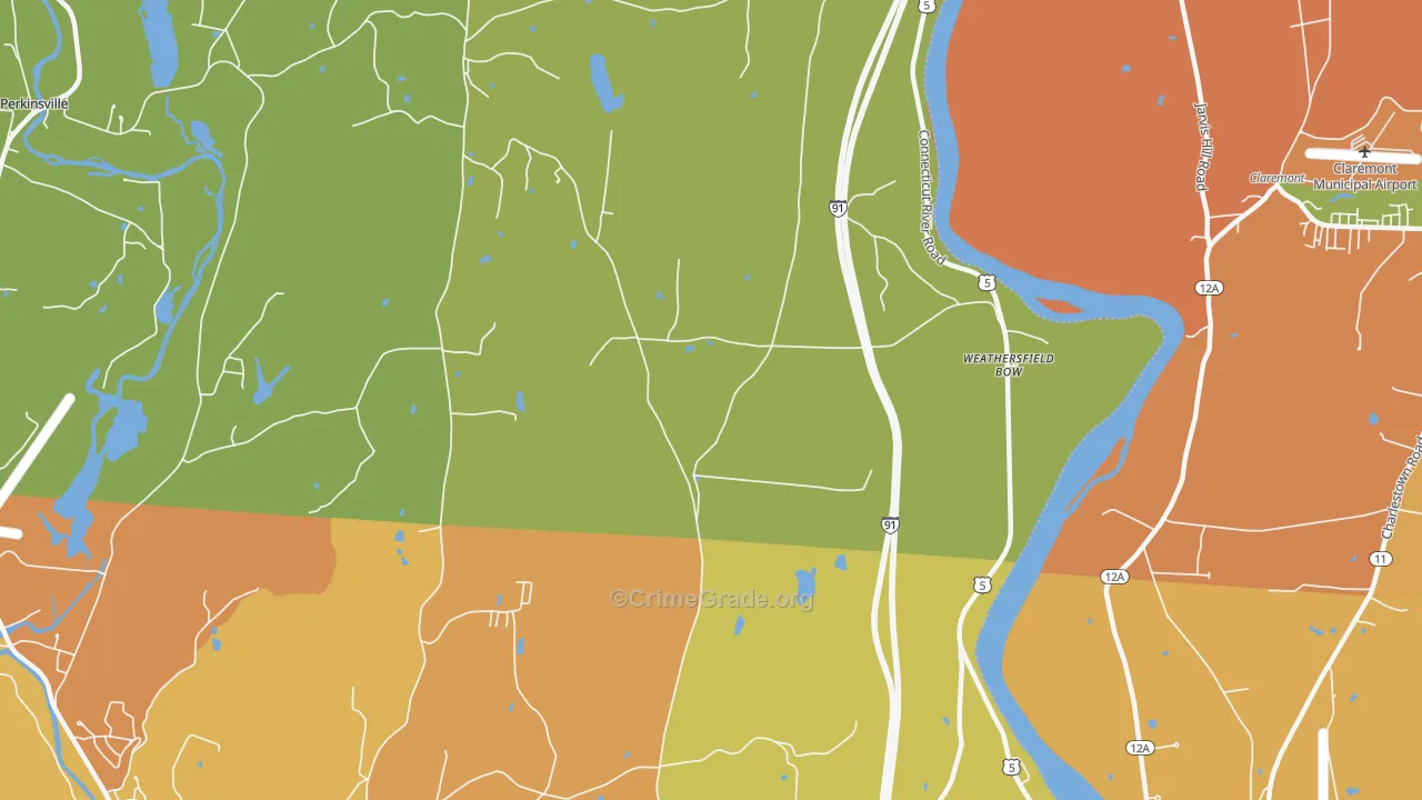 Weathersfield Bow, VT Map of Theft Rates