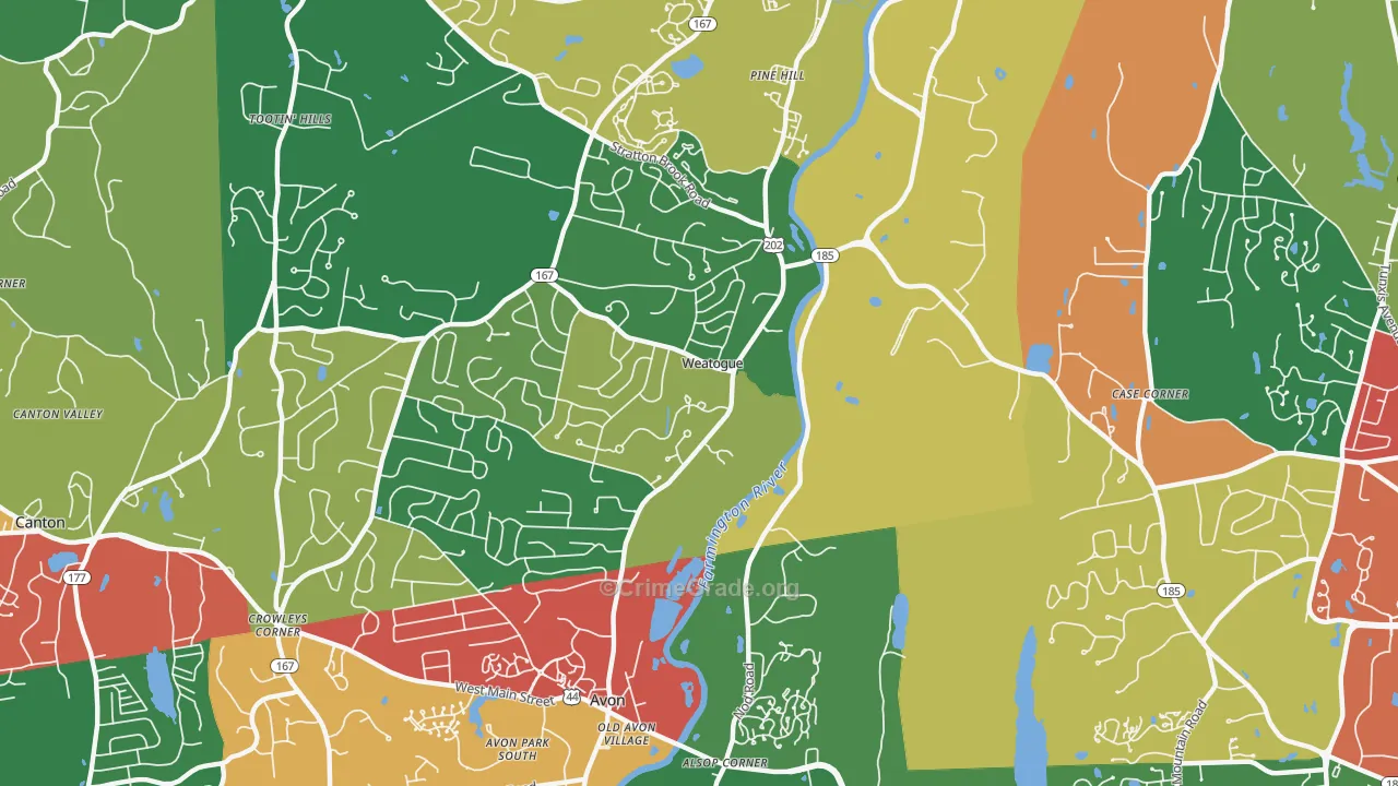 Weatogue, CT Map of Theft Rates