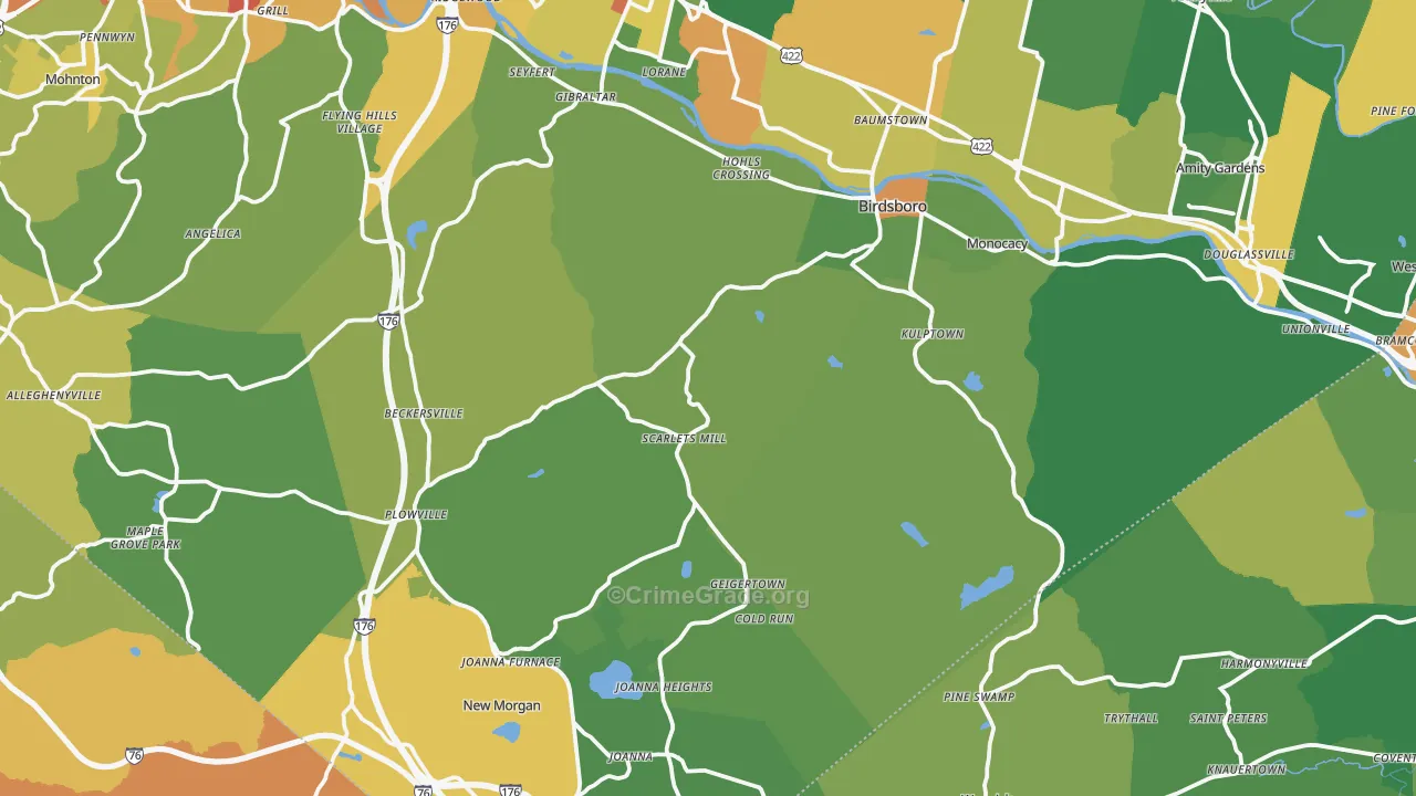 Weavertown, PA Map of Theft Rates