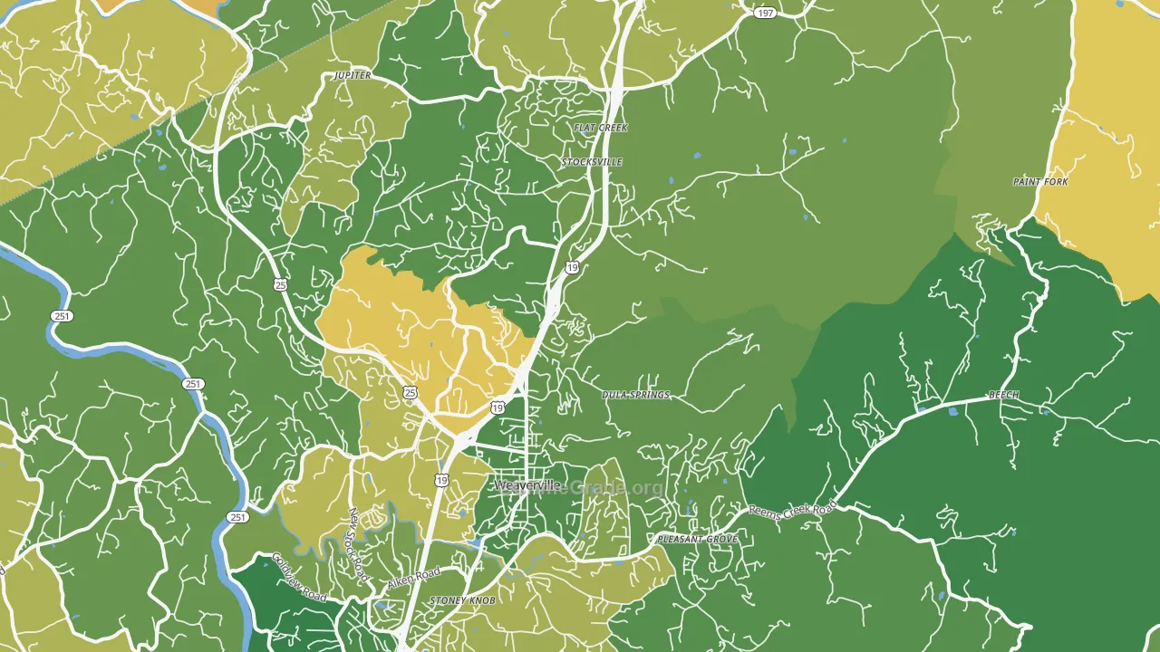Weaverville, NC Map of Theft Rates