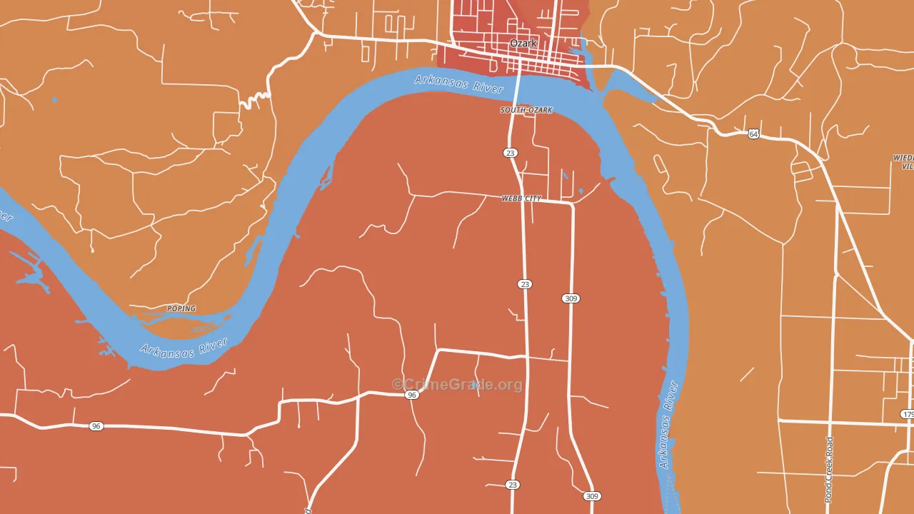 Webb City, AR Map of Theft Rates