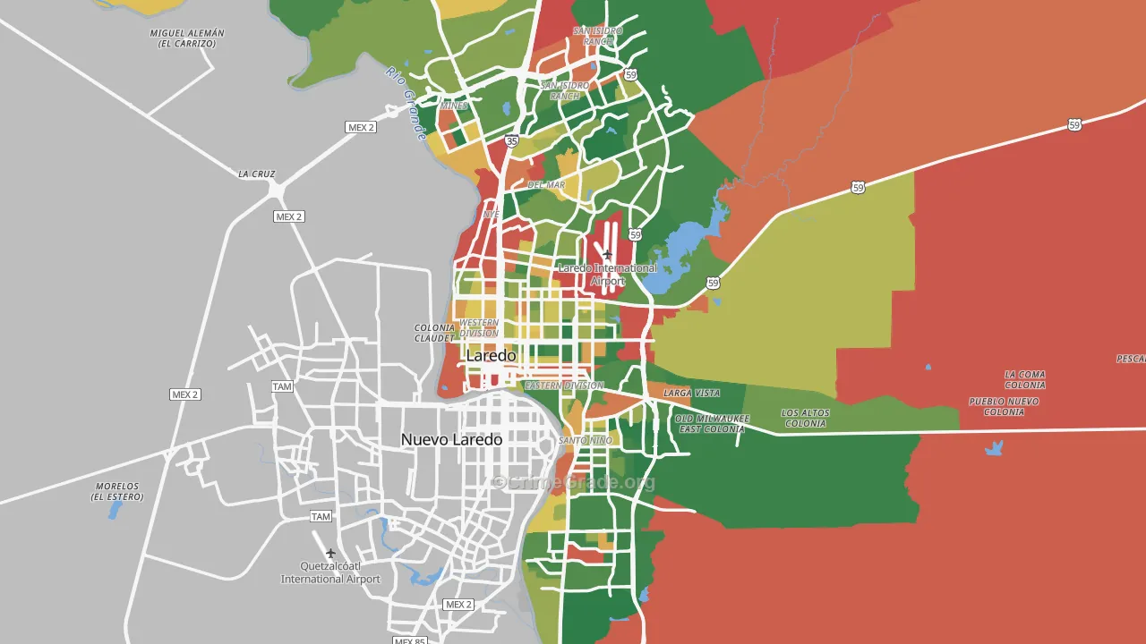 Webb County, TX Map of Theft Rates