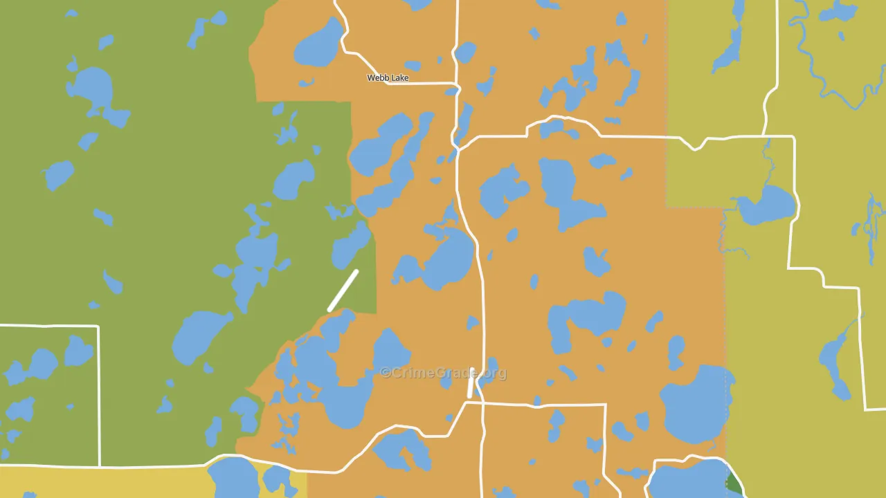 Webb Lake, WI Map of Theft Rates
