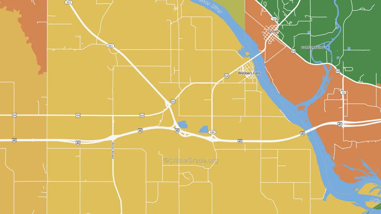 Webbers Falls, OK Map of Theft Rates