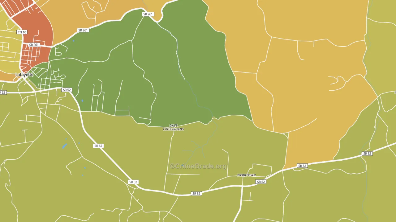 Webbtown, TN Map of Theft Rates