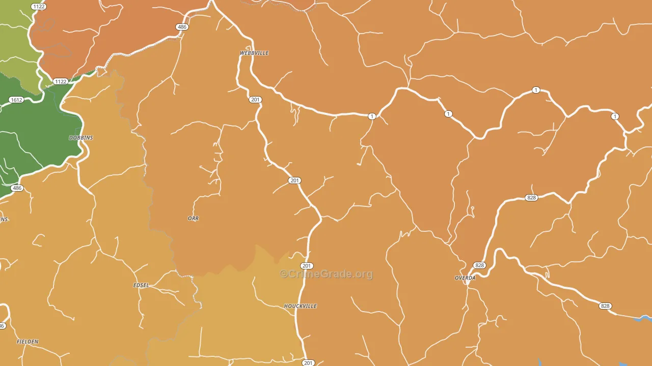 Webbville, KY Map of Theft Rates