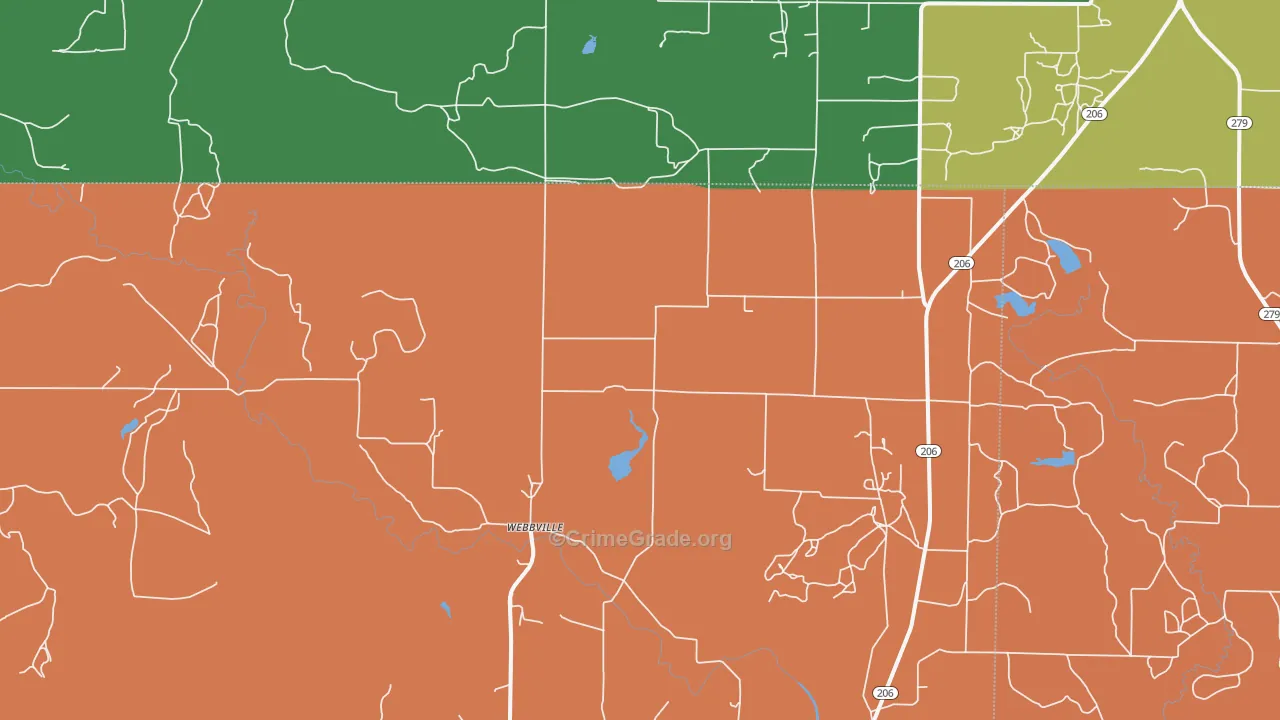 Webbville, TX Map of Theft Rates