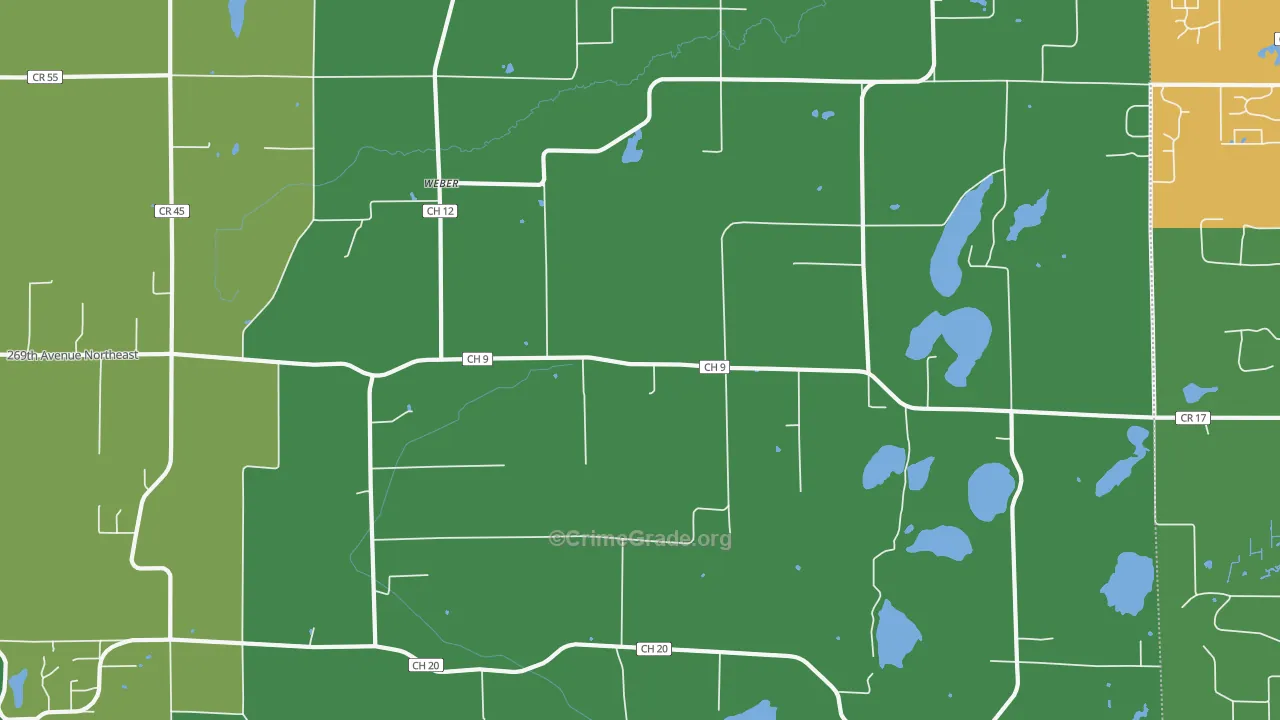 Weber, MN Map of Theft Rates