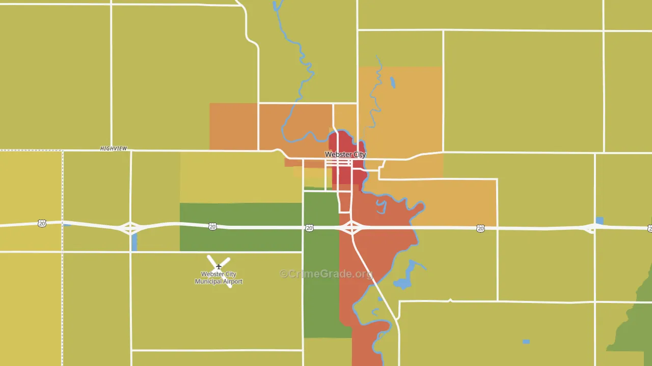 Webster City, IA Map of Theft Rates