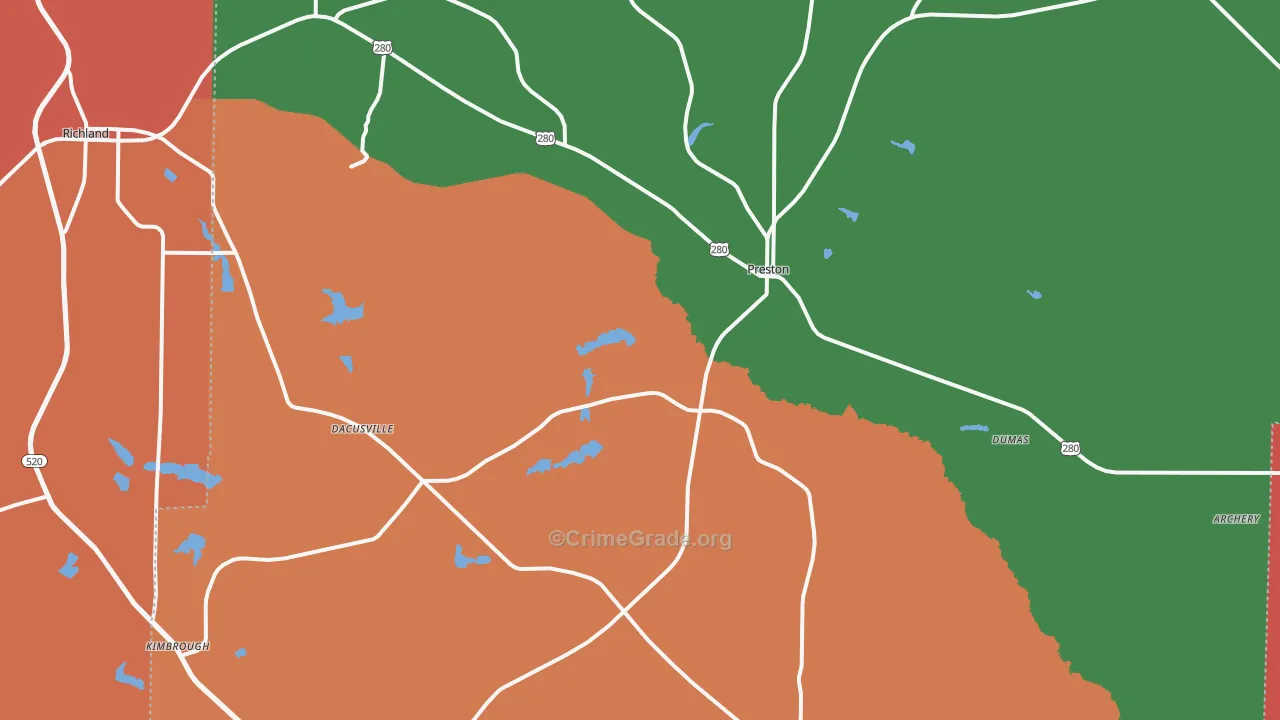 Webster County, GA Map of Theft Rates