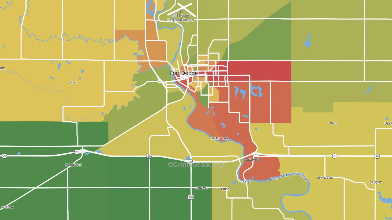 Webster County, IA Map of Theft Rates