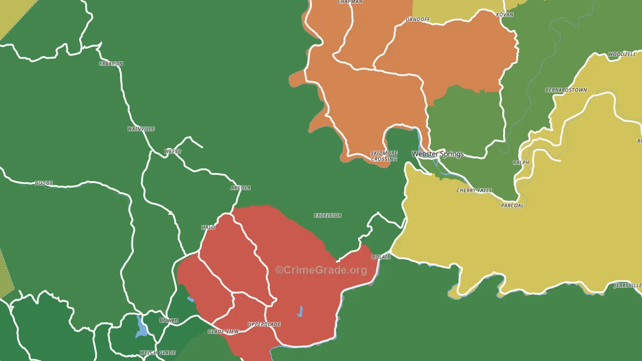 Webster County, WV Map of Theft Rates