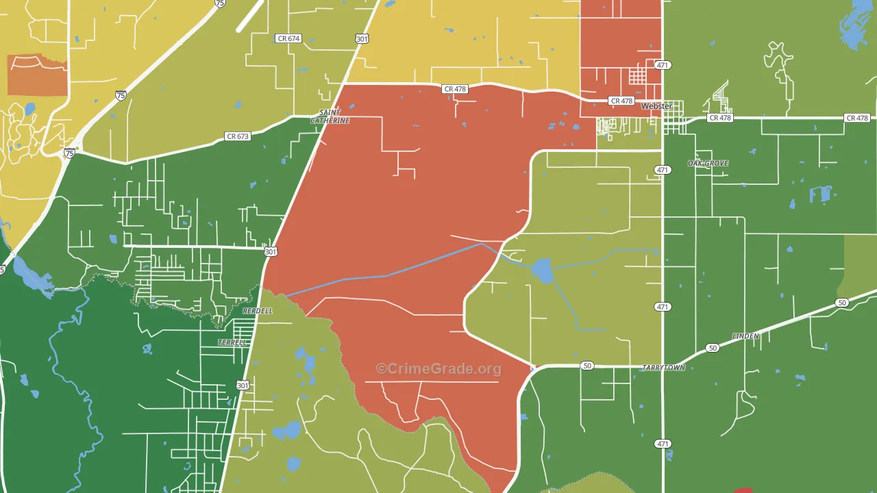 Webster, FL Map of Theft Rates