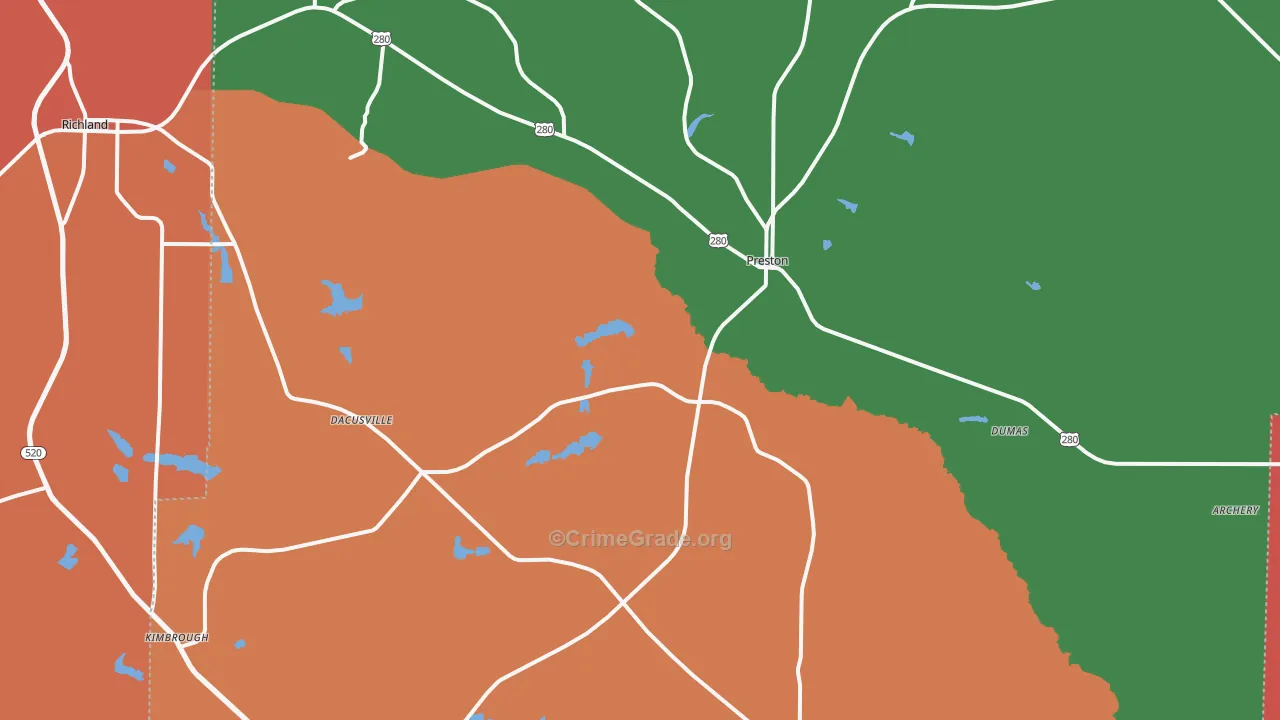 Webster, GA Map of Theft Rates