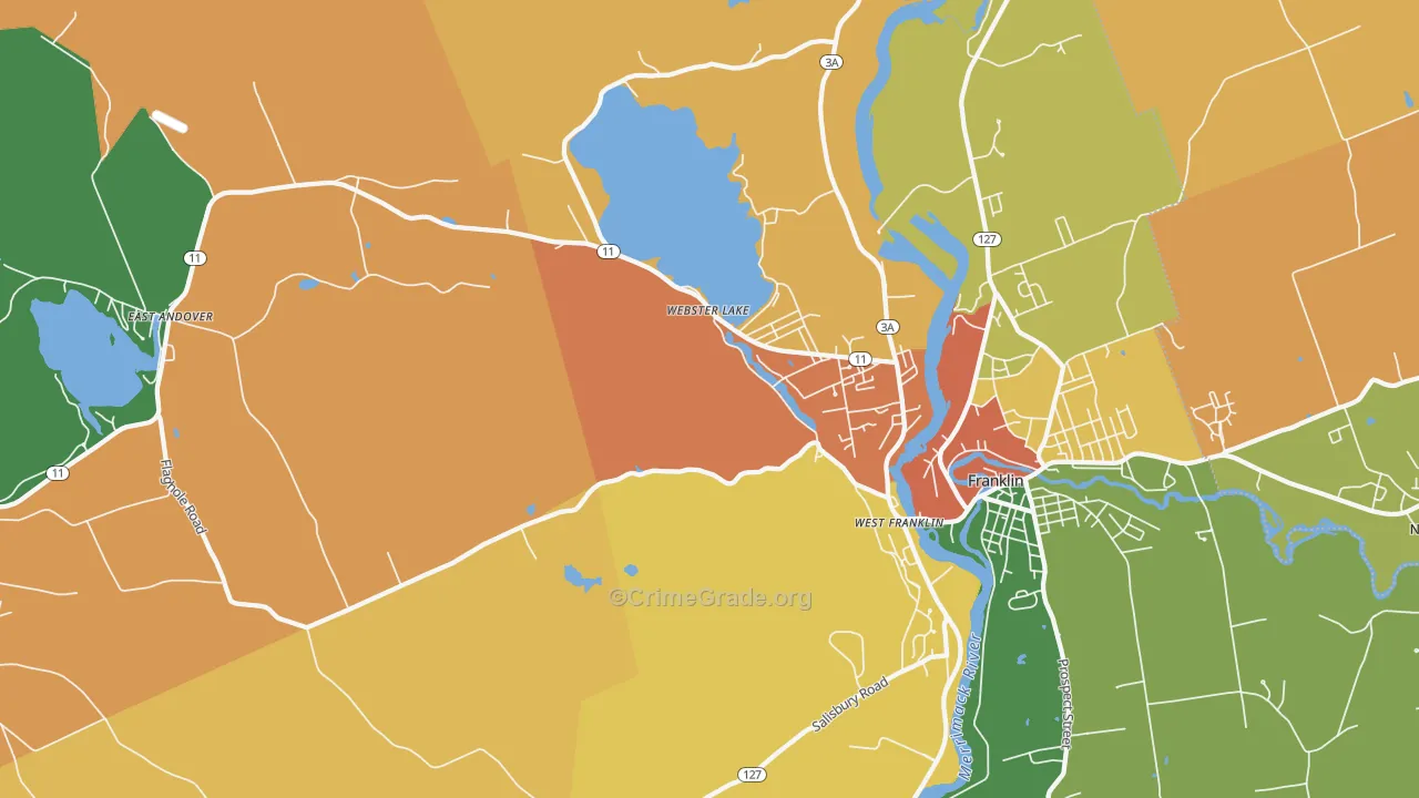 Webster Lake, NH Map of Theft Rates