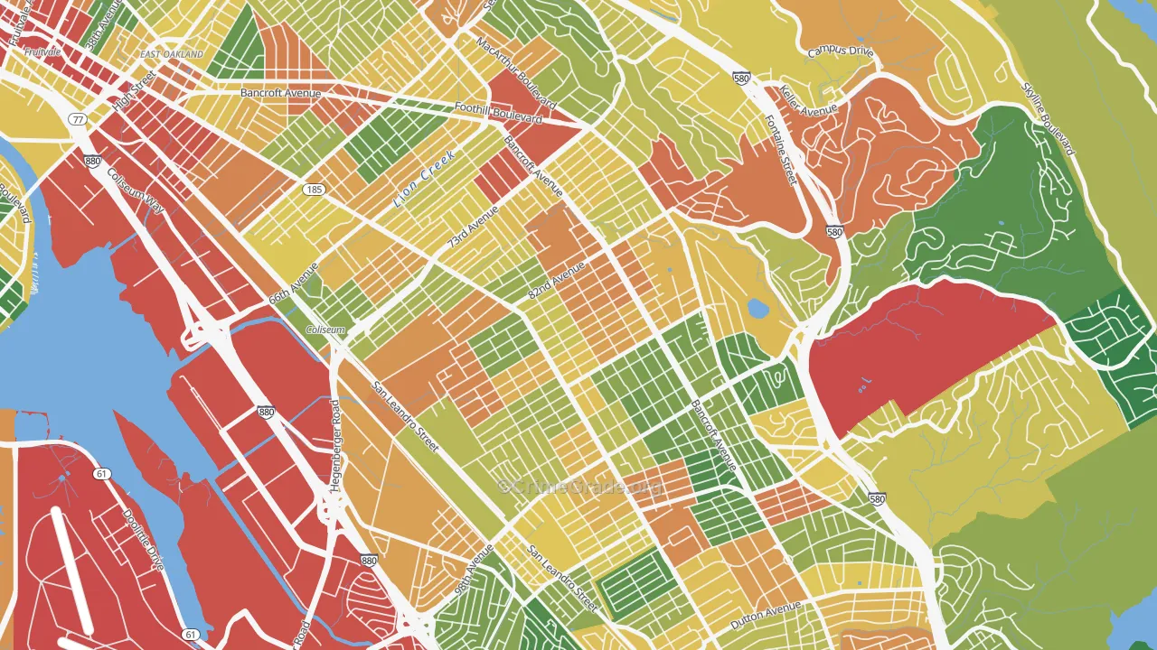 Webster, Oakland, CA Map of Theft Rates