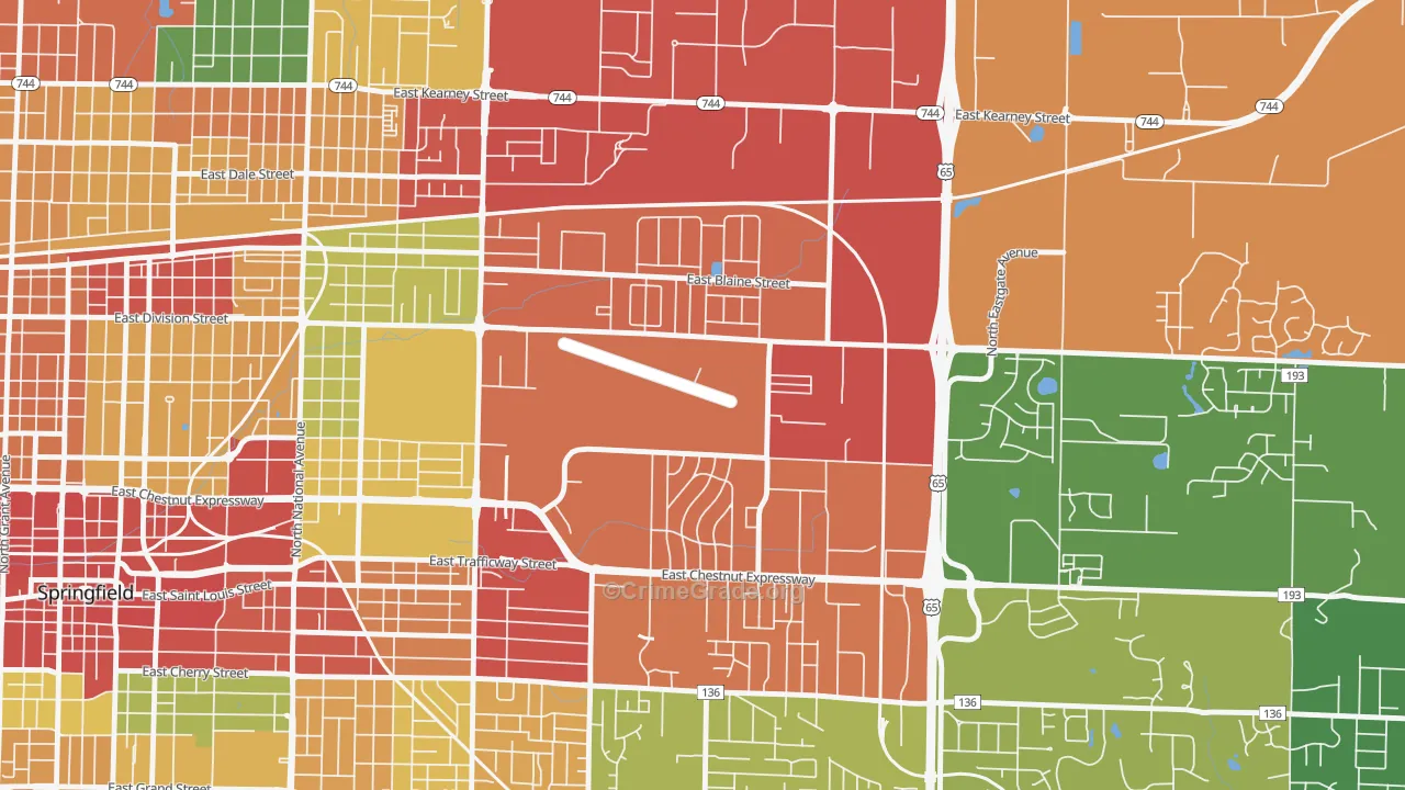 Webster Park-Shady Dell, Springfield, MO Map of Theft Rates