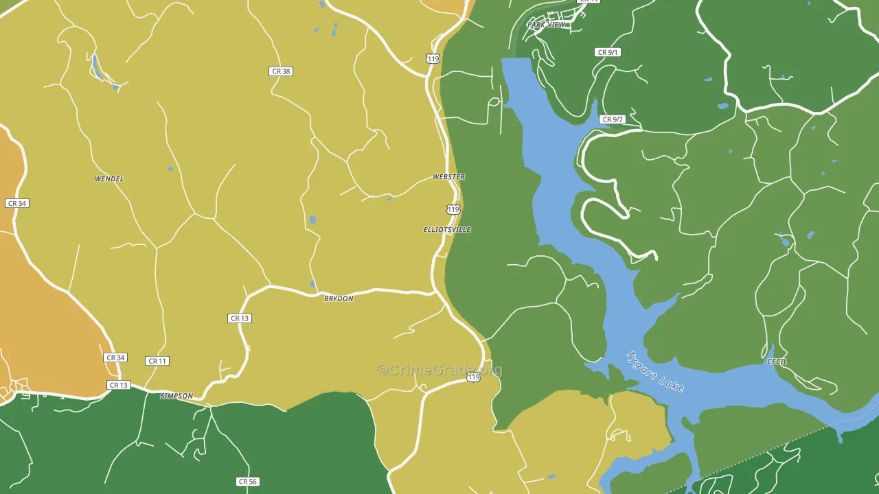 Webster, WV Map of Theft Rates