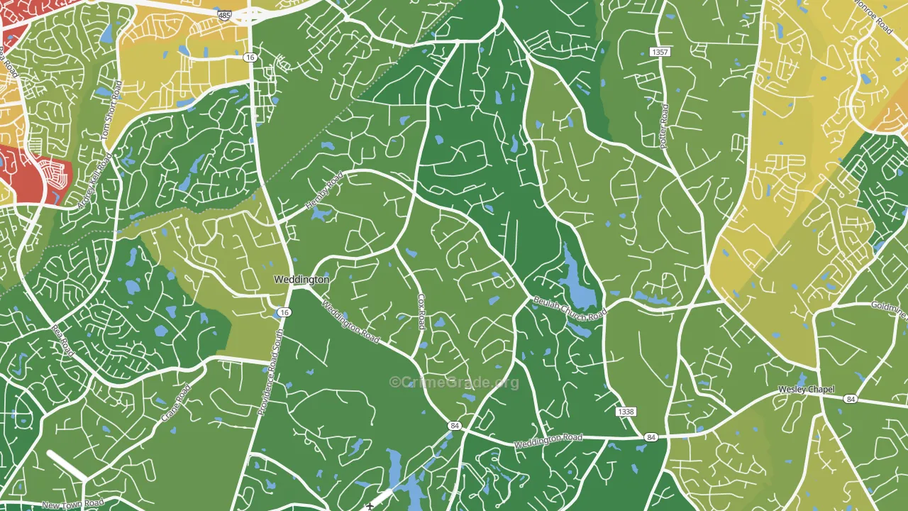 Weddington, NC Map of Theft Rates