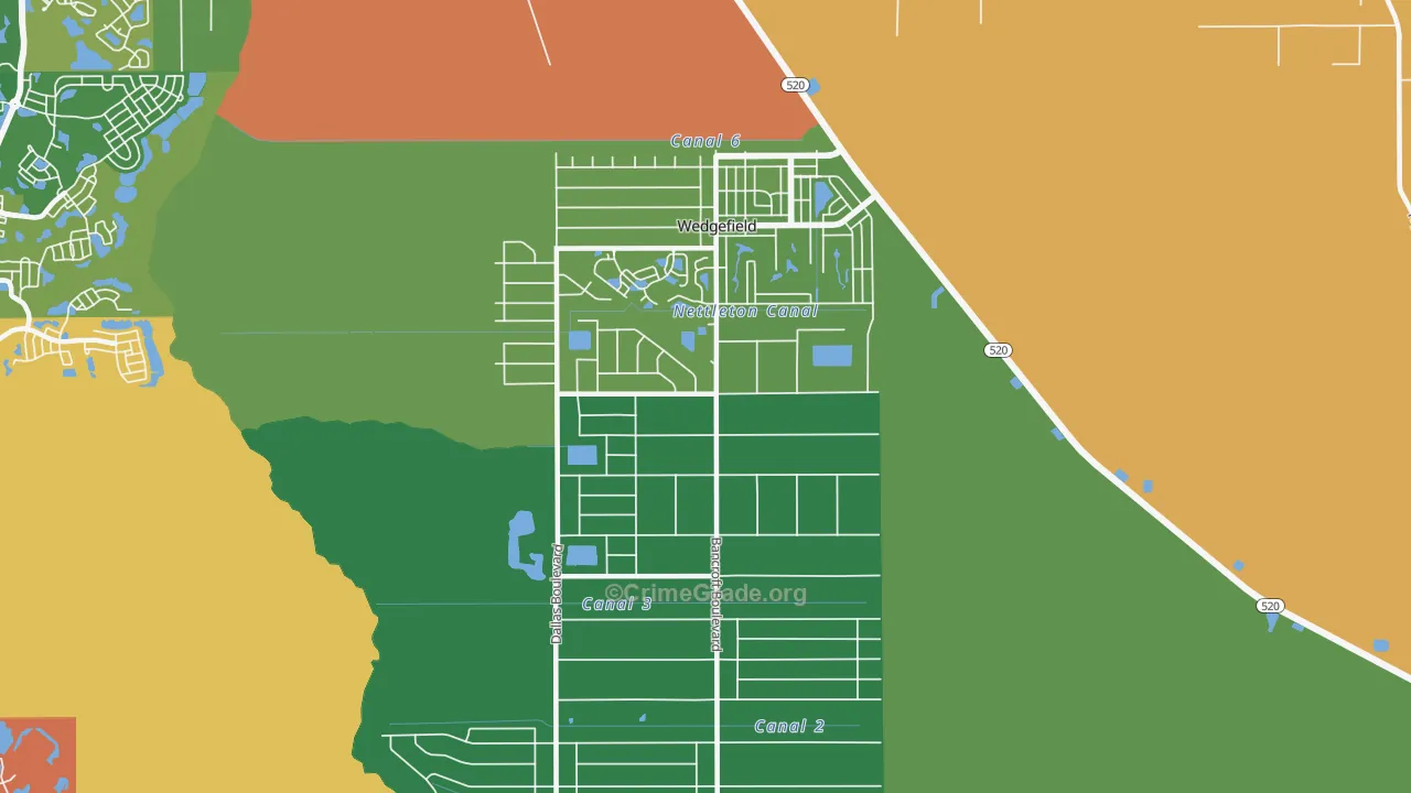 Wedgefield, FL Map of Theft Rates