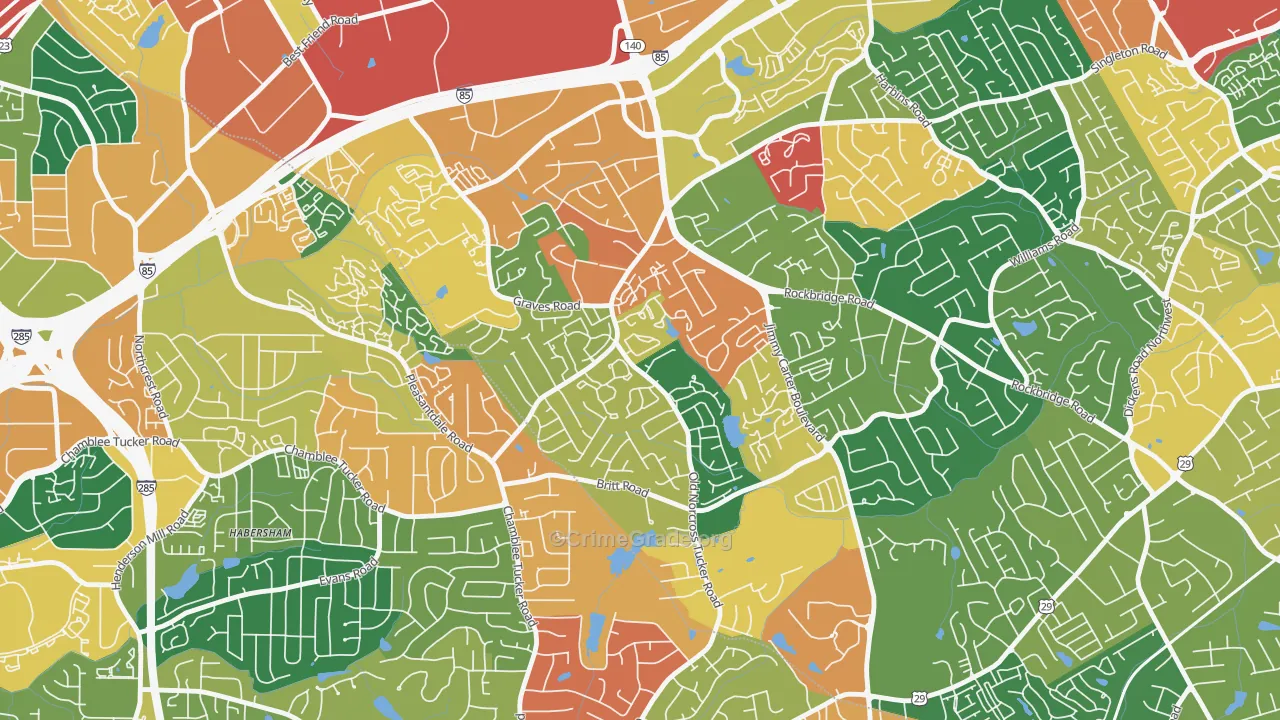 Wedgewood, Tucker, GA Map of Theft Rates