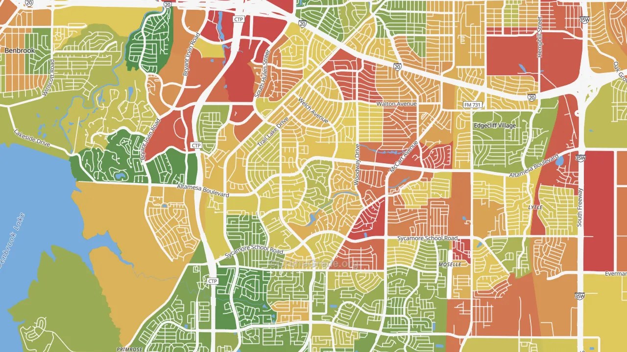 Wedgwood, Fort Worth, TX Map of Theft Rates