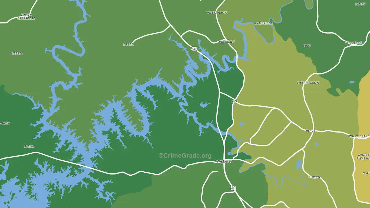 Wedowee, AL Map of Theft Rates