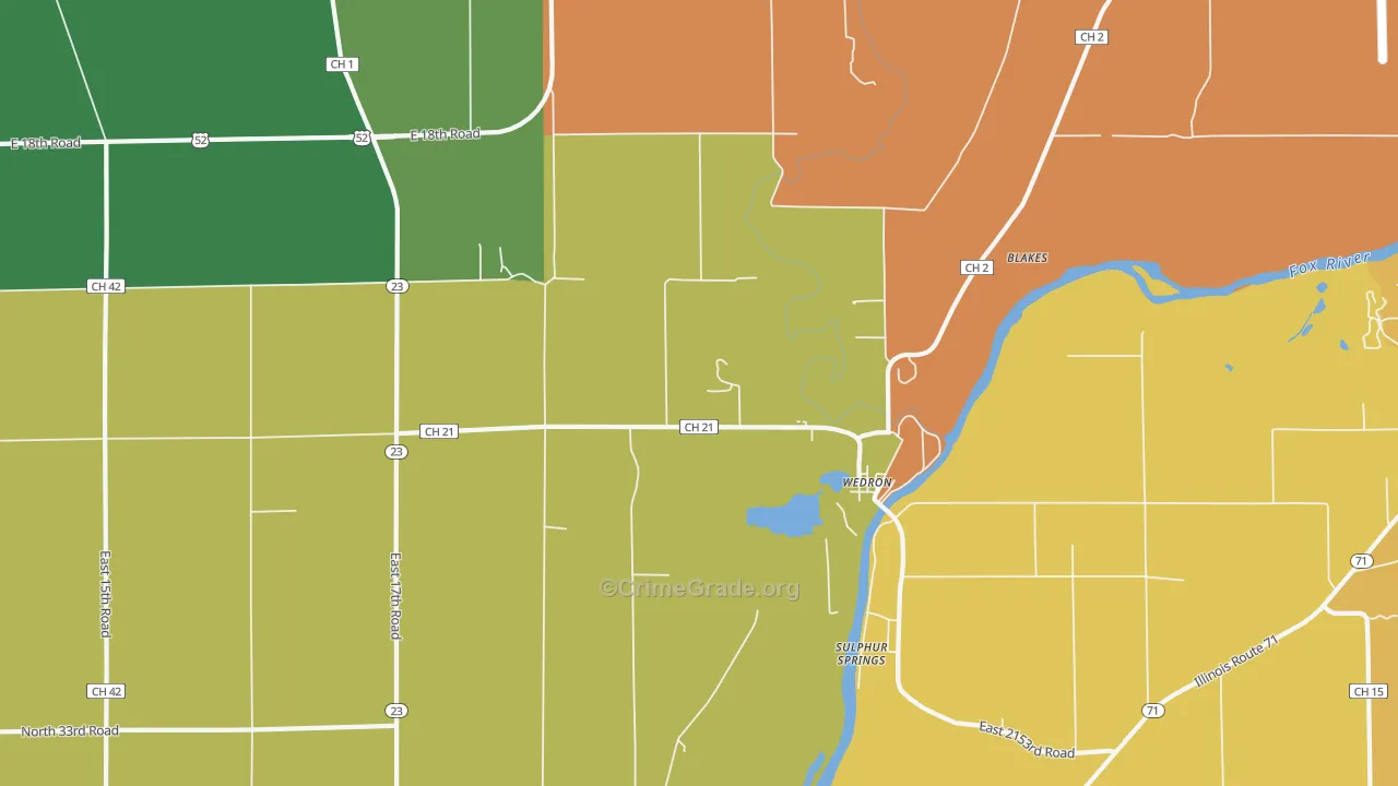 Wedron, IL Map of Theft Rates