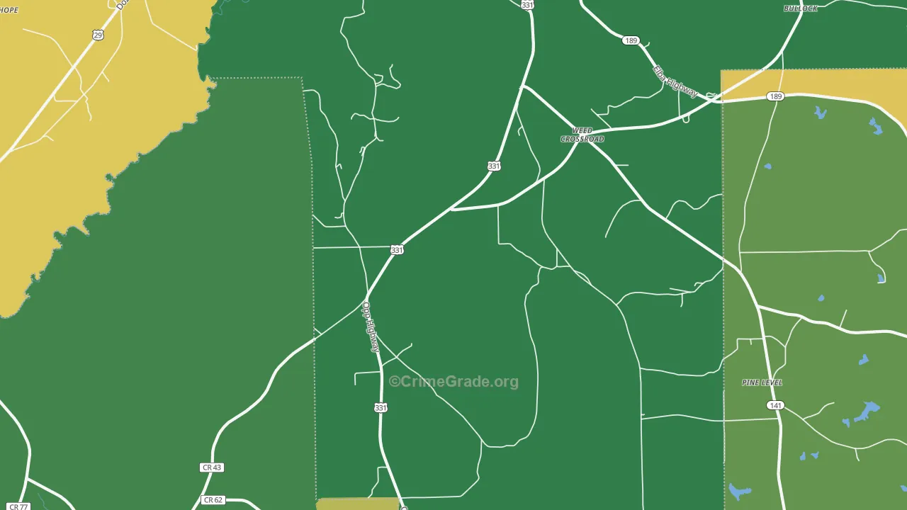 Weed Crossroad, AL Map of Theft Rates