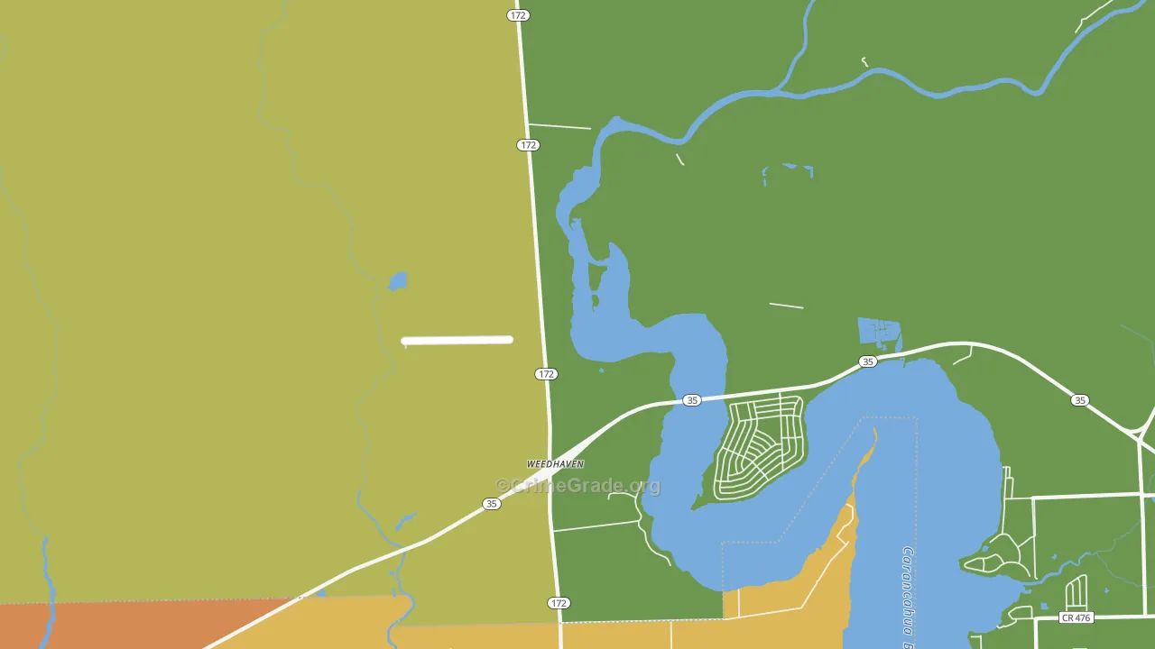 Weedhaven, TX Map of Theft Rates